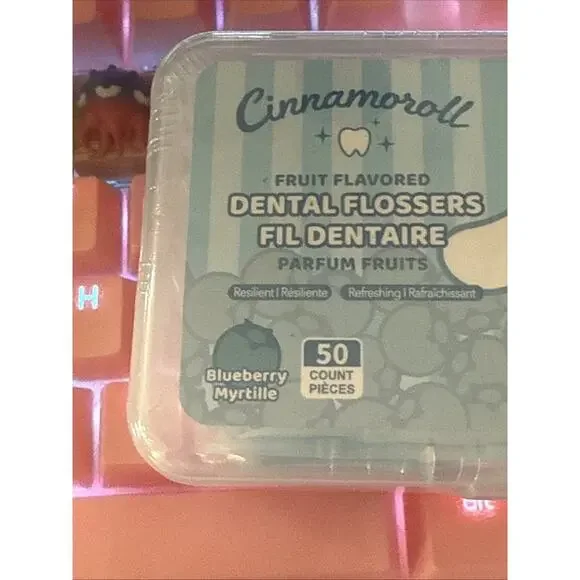 Sanrio Cinnamoroll Dental Flossers Blueberry Flavor 50 Sealed Oral Care Picks - Picture 13 of 16